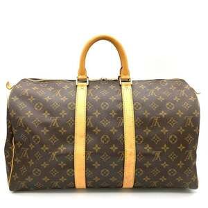 LOUIS VUITTON Authentic Brown Monogram Canvas Keepall 45 Boston Bag